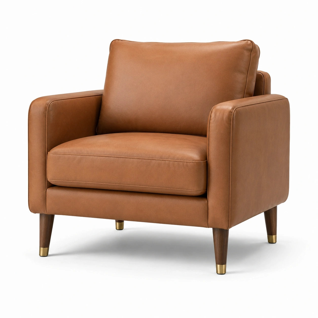 Sessel Einzelsessel Leder Braun 85x90x85 cm