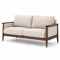 3-Sitzer Sofa aus Leinen mit Akazienholzrahmen Beige