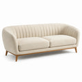 3-Sitzer Sofa Beige Stoff Holzbeine