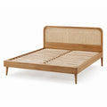 Doppelbett aus Eichenholz und Rattan 200x180 cm