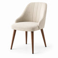 Esszimmerstuhl Bouclé Beige mit Holzbeinen