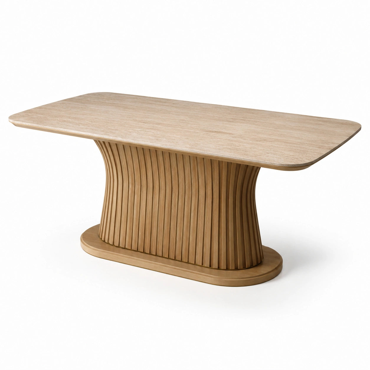 Esstisch aus Holz und Travertin 180 cm x 90 cm x 75 cm