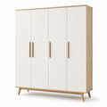 Kleiderschrank aus MDF mit Eichenfurnier 4-Türen Weiß