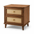 Nachttisch mit 2 Schubladen Holz Rattan Braun 50 x 40 x 55 cm