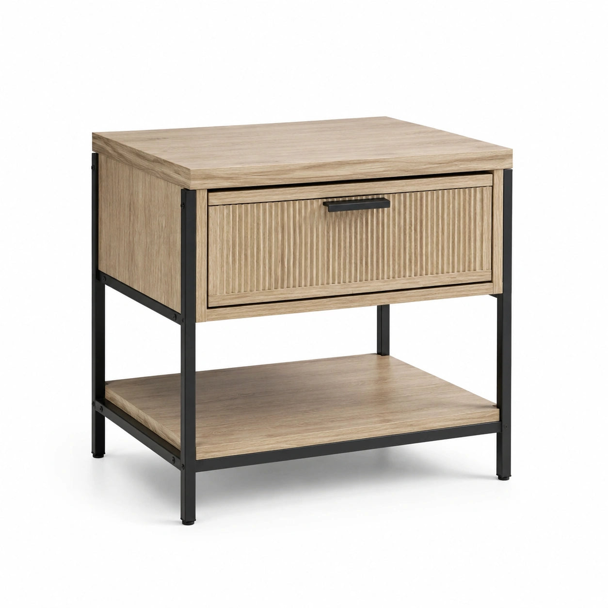 Holz- und Metallnachttisch mit Schublade 50x40x60 cm