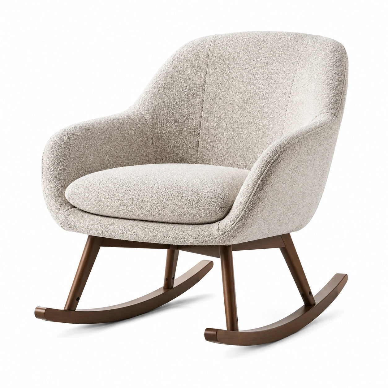 Schaukelstuhl aus Stoff mit Holzrahmen, Beige